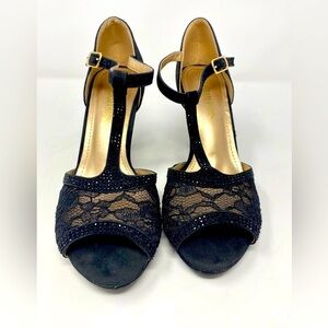 Elegant Black Lace Women's Heels Size 7